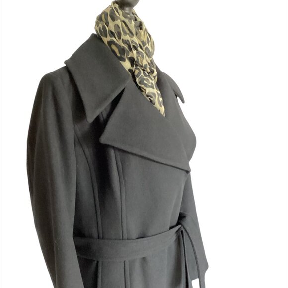 LONDON FOG Women's Wool Blend Midi Coat Sz M, Black, Tie Belt, Fall/Winter - Picture 2 of 9